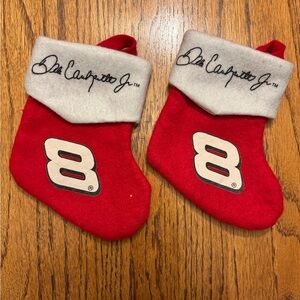 Red Dale Earnhardt Jr Number 8 Holiday Stocking Ornaments with Signature Design